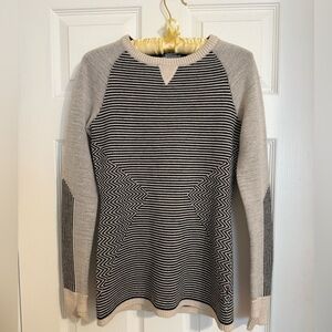 Smartwool Black and Cream Striped Sweater, Size S